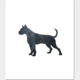 Boxer Dog Black Silhouette Art Posters and Art